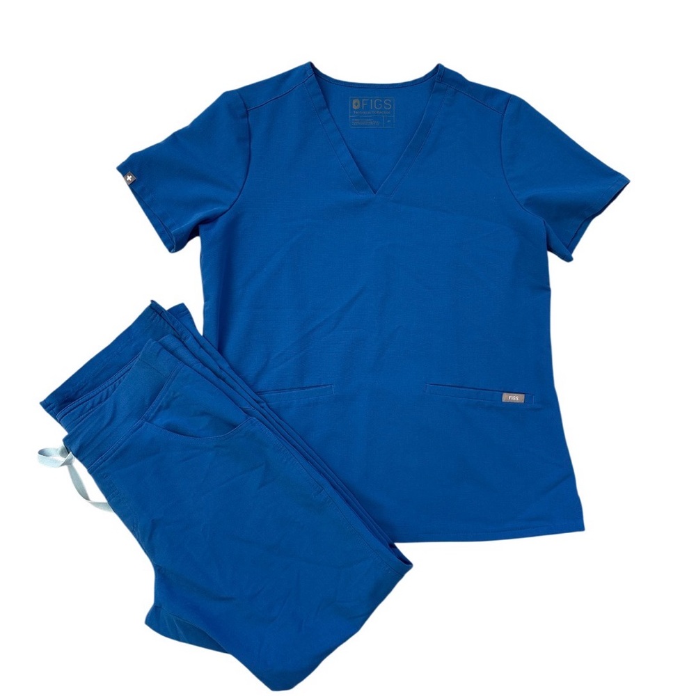 FIGS Women’s Blue Scrub Set‎ Casma Three-Pocket Top M - Kade Cargo S